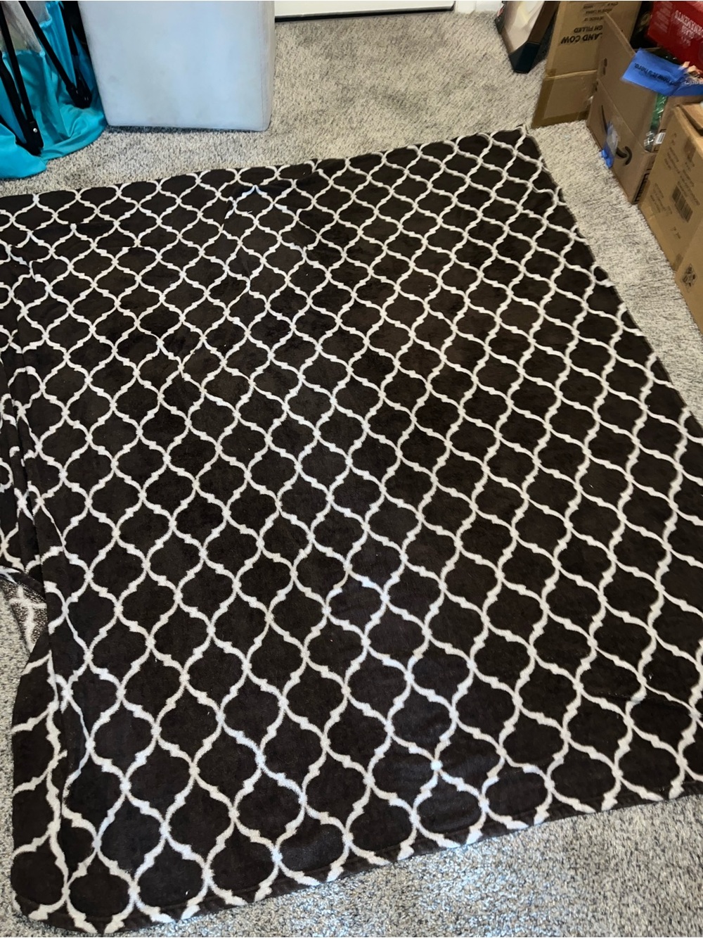 Marshalls Brown and Cream Lattice Plush Throw Blanket